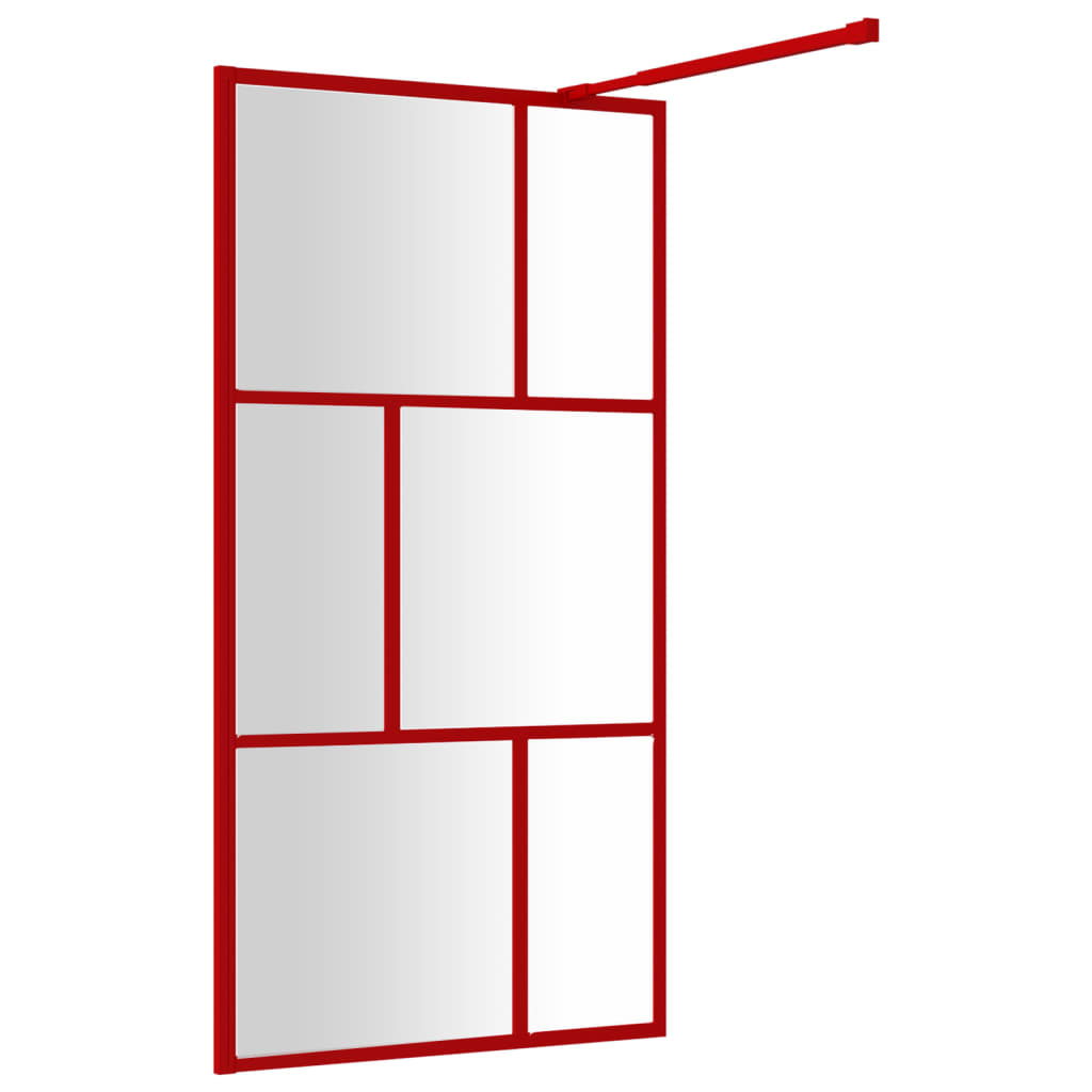 Paravan de duș walk-in roșu 115x195 cm sticlă ESG transparentă