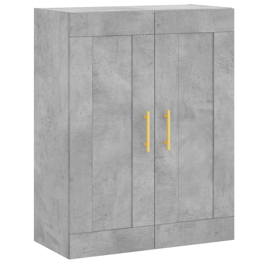 Dulap pe perete, gri beton, 69,5x34x90 cm, lemn prelucrat