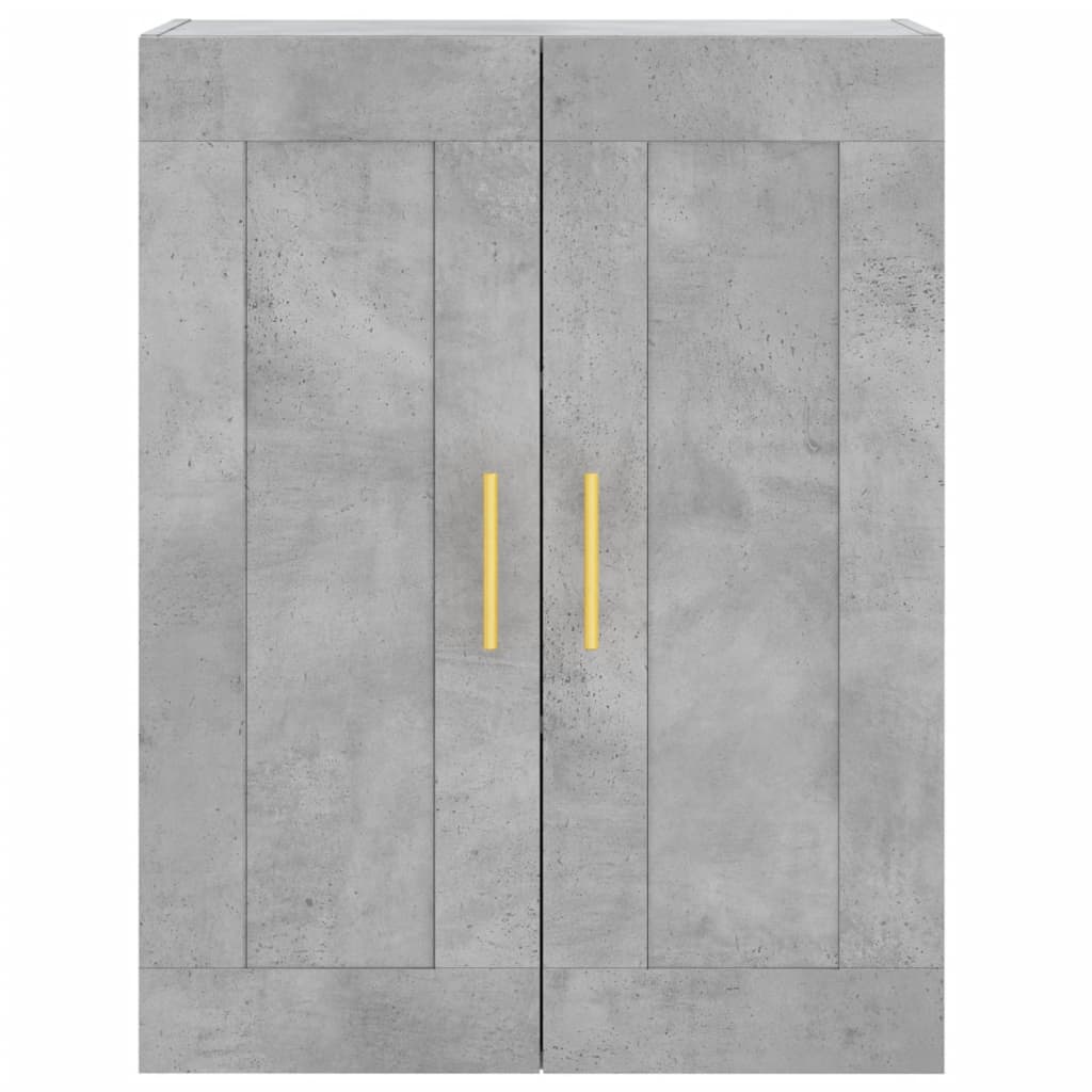 Dulap pe perete, gri beton, 69,5x34x90 cm, lemn prelucrat