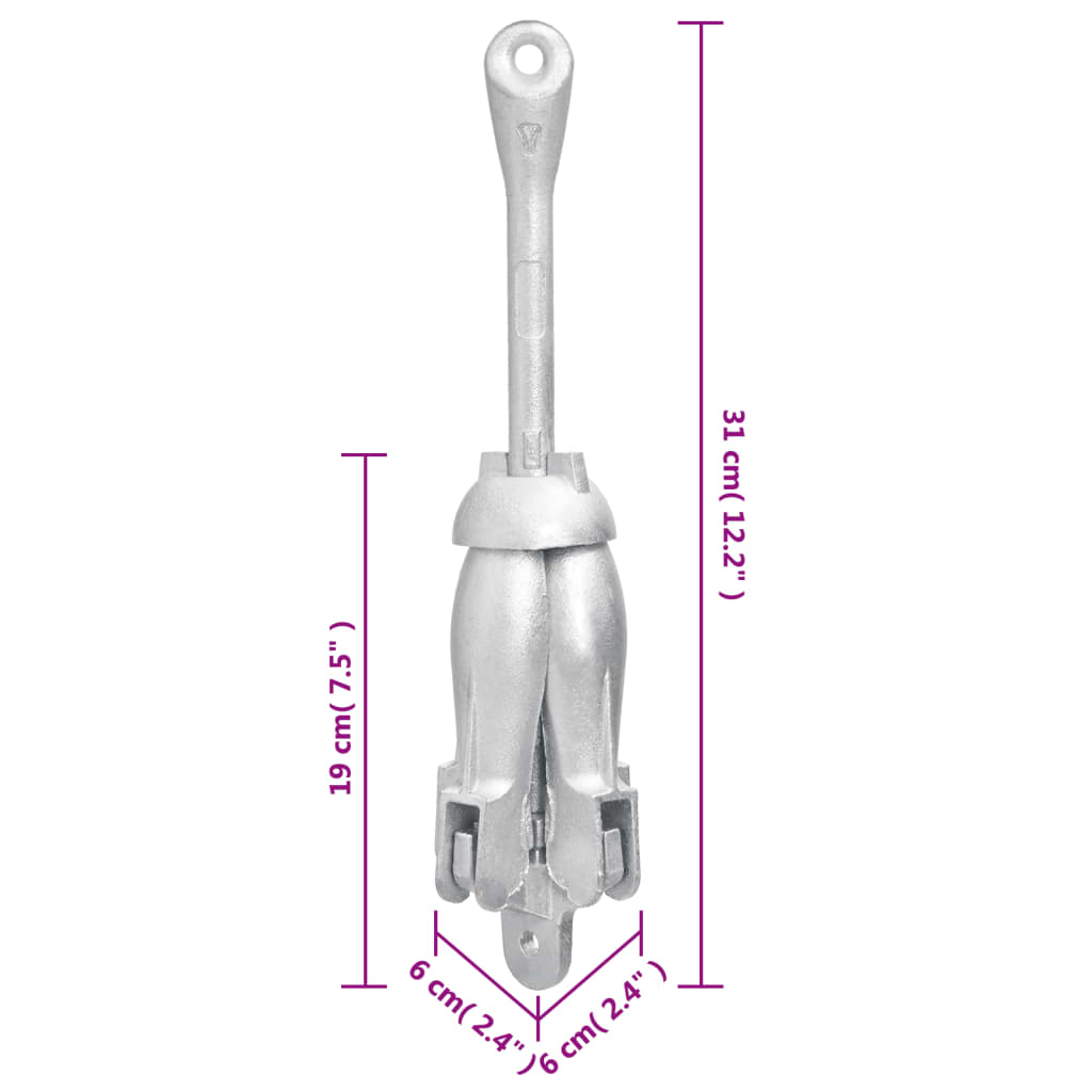 Ancoră pliabilă, argintiu, 1,5 kg, fier maleabil