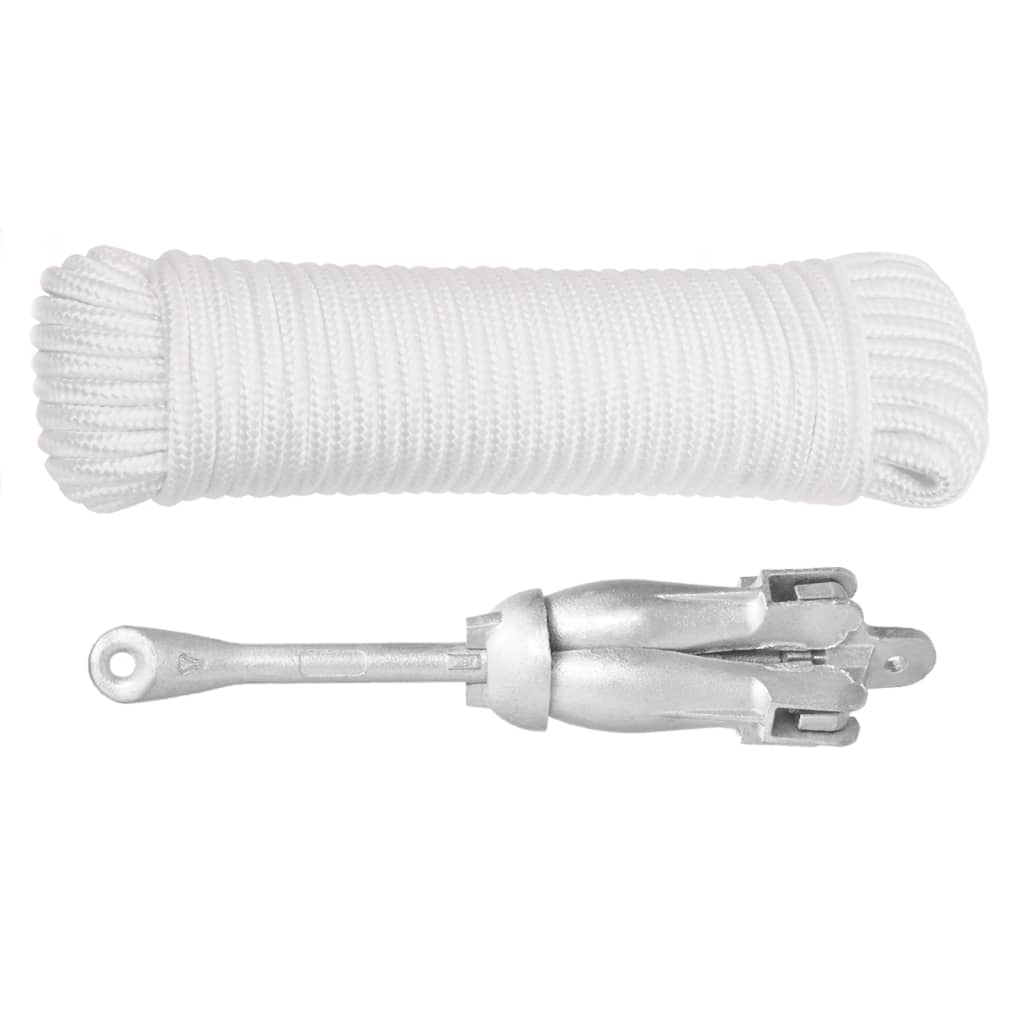 Ancoră pliabilă cu funie, argintiu, 3,2 kg, fier maleabil