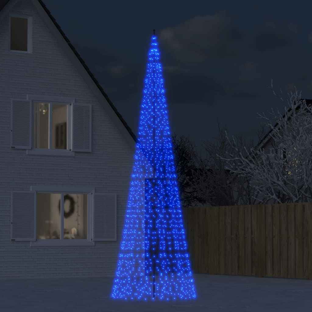 Pom de Crăciun LED pe stâlp 1534 LED-uri Albastru 500 cm