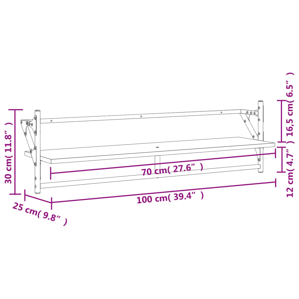 Rafturi de perete cu bare, 2 buc, stejar sonoma, 100x25x30 cm