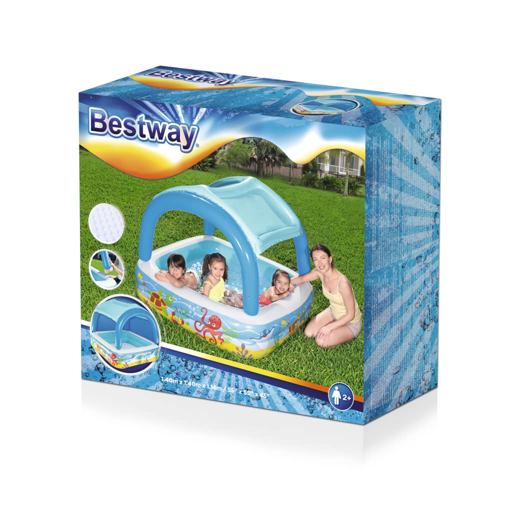 Bestway Piscină de joacă cu baldachin, albastru, 140x140x114 cm, 52192