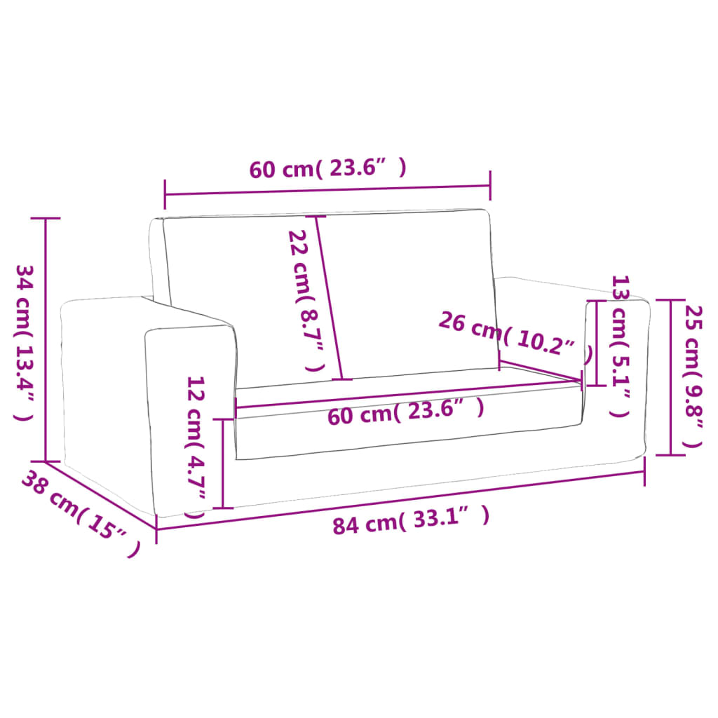 Canapea extensibilă de copii 2 locuri, gri deschis, pluș moale - Vendito