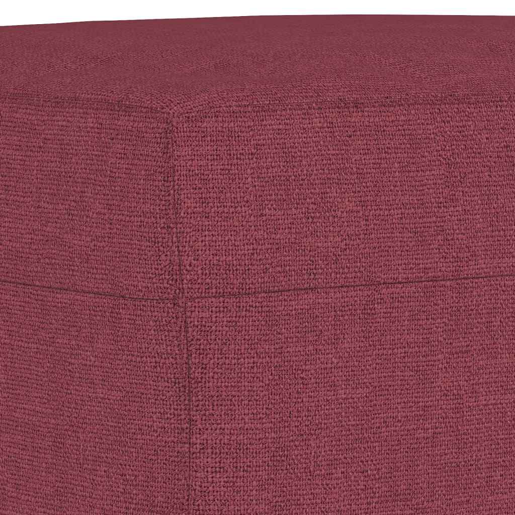 Canapea cu 3 locuri și taburet, roșu vin, 180 cm, textil