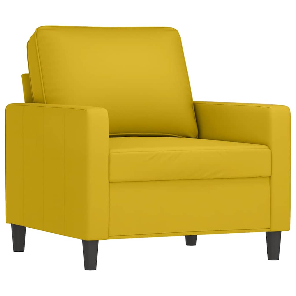 Set de canapele cu perne, 3 piese, galben, catifea