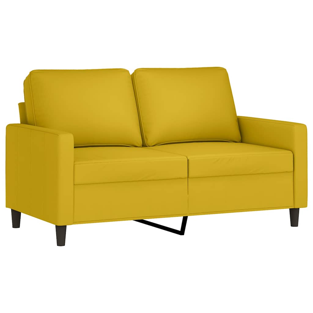 Set de canapele cu perne, 3 piese, galben, catifea