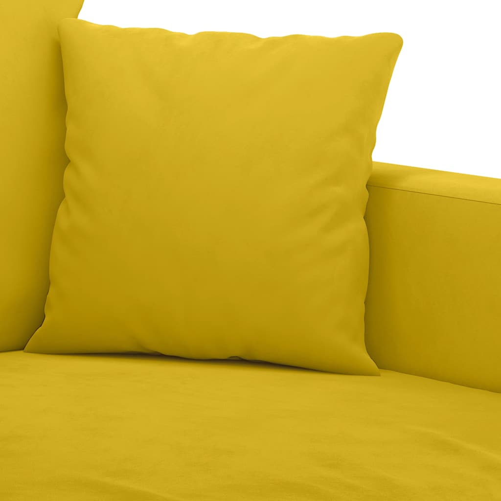 Set de canapele cu perne, 3 piese, galben, catifea