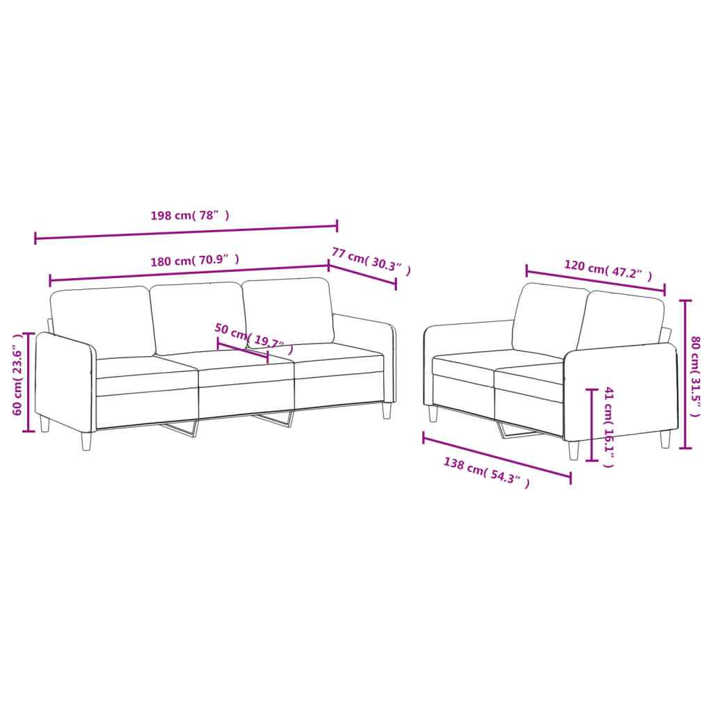 Set canapea 2 piese, maro, catifea