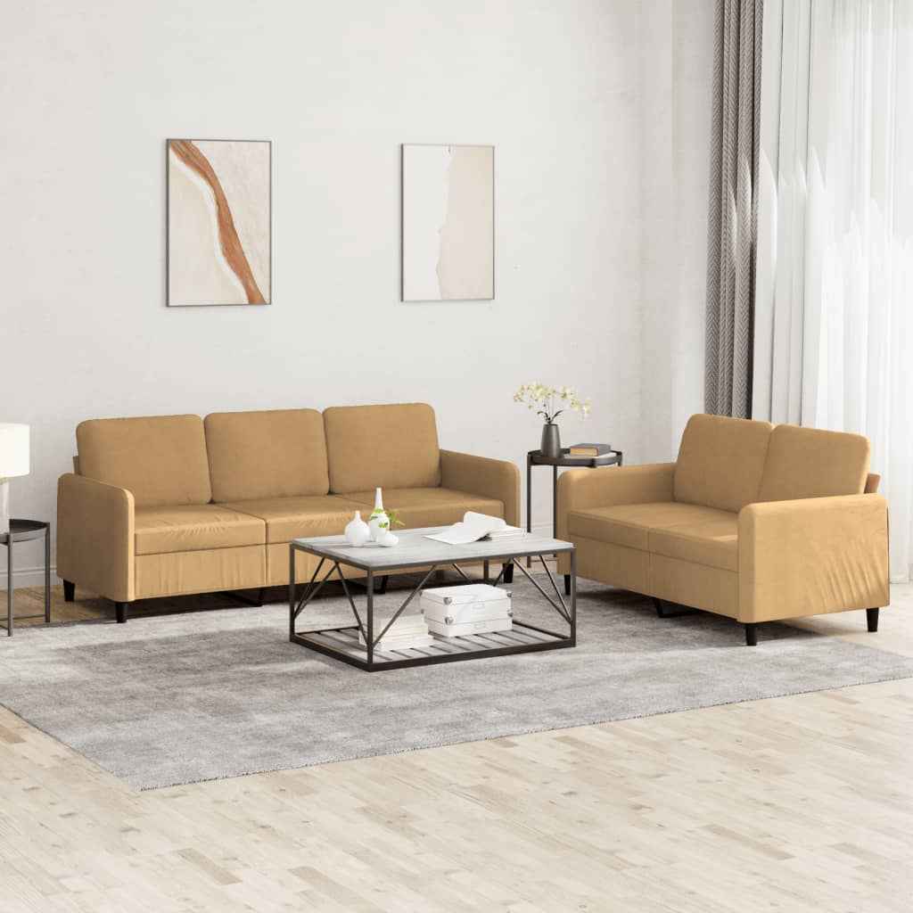 Set canapea 2 piese, maro, catifea