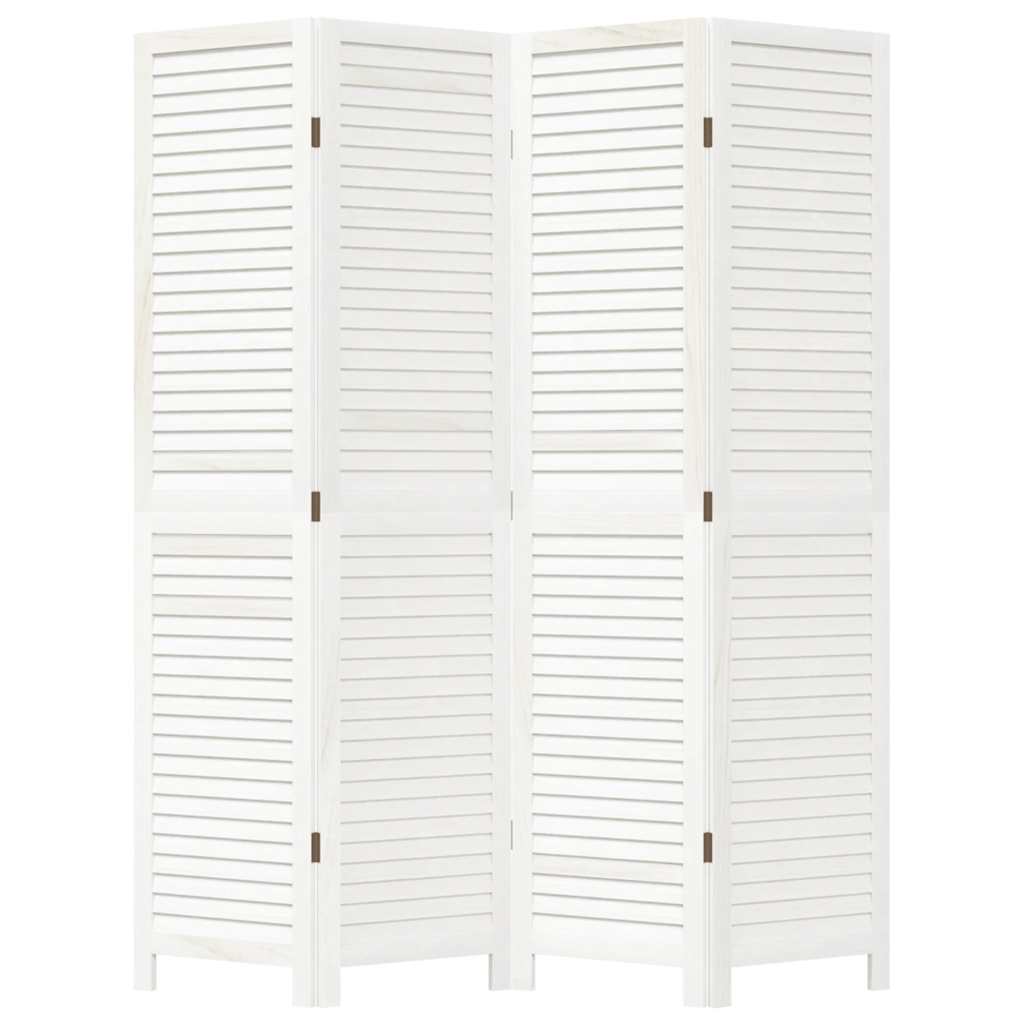 Paravan cameră 4 panouri, alb, lemn masiv paulownia