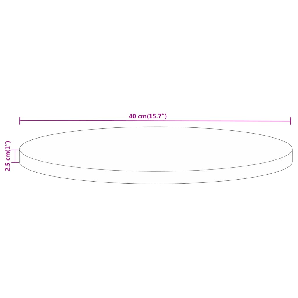 Blat de masă rotund, Ø 40x1,5 cm, lemn masiv de mango brut