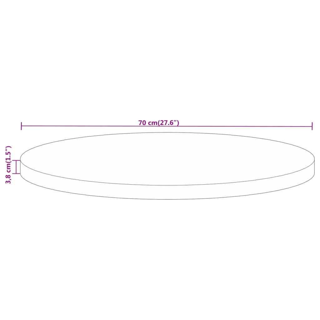 Blat de masă rotund, Ø 70x3,8 cm, lemn masiv de mango brut