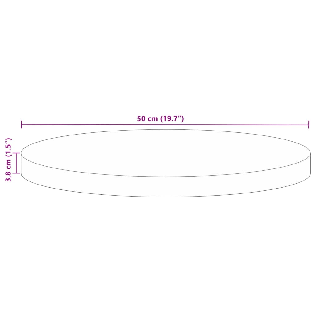 Blat de masă rotund, Ø 50x3,8 cm, lemn masiv reciclat