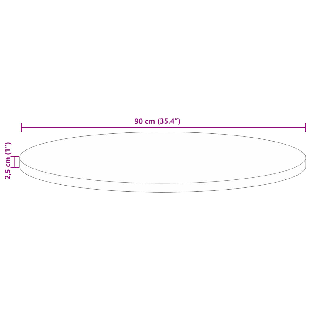 Blat de masă rotund, Ø 90x2,5 cm, lemn masiv reciclat