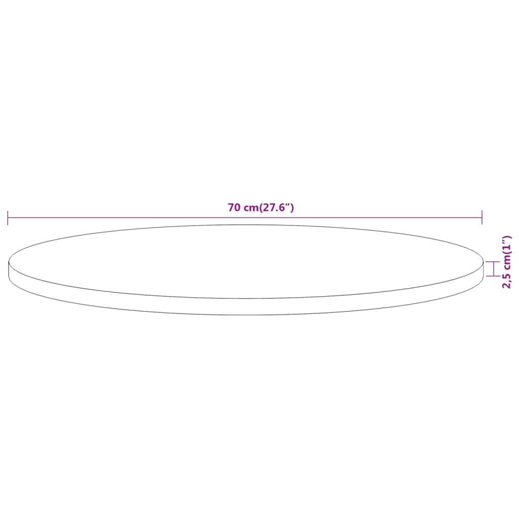 Blat de masă rotund, Ø70x2,5 cm, lemn masiv de acacia