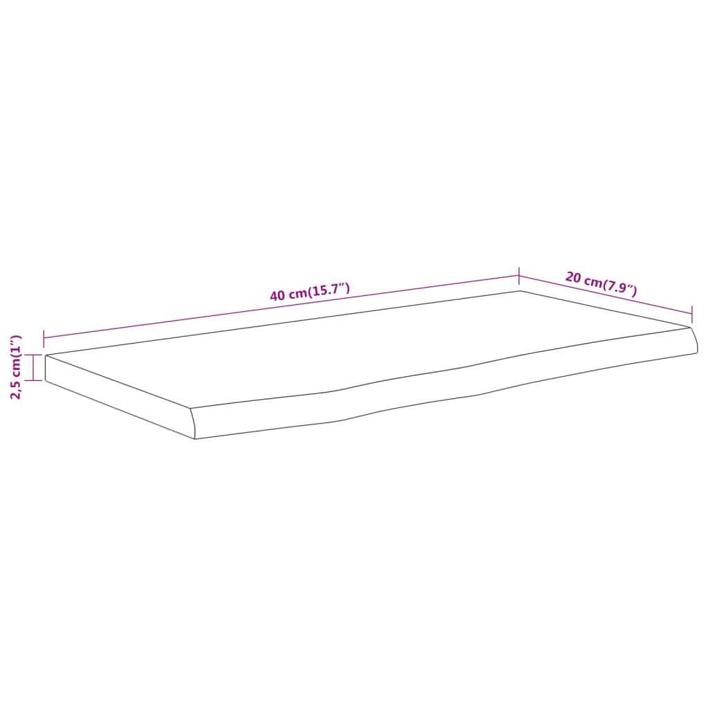 Raft perete 40x20x2,5 cm dreptunghiular lemn acacia margine vie