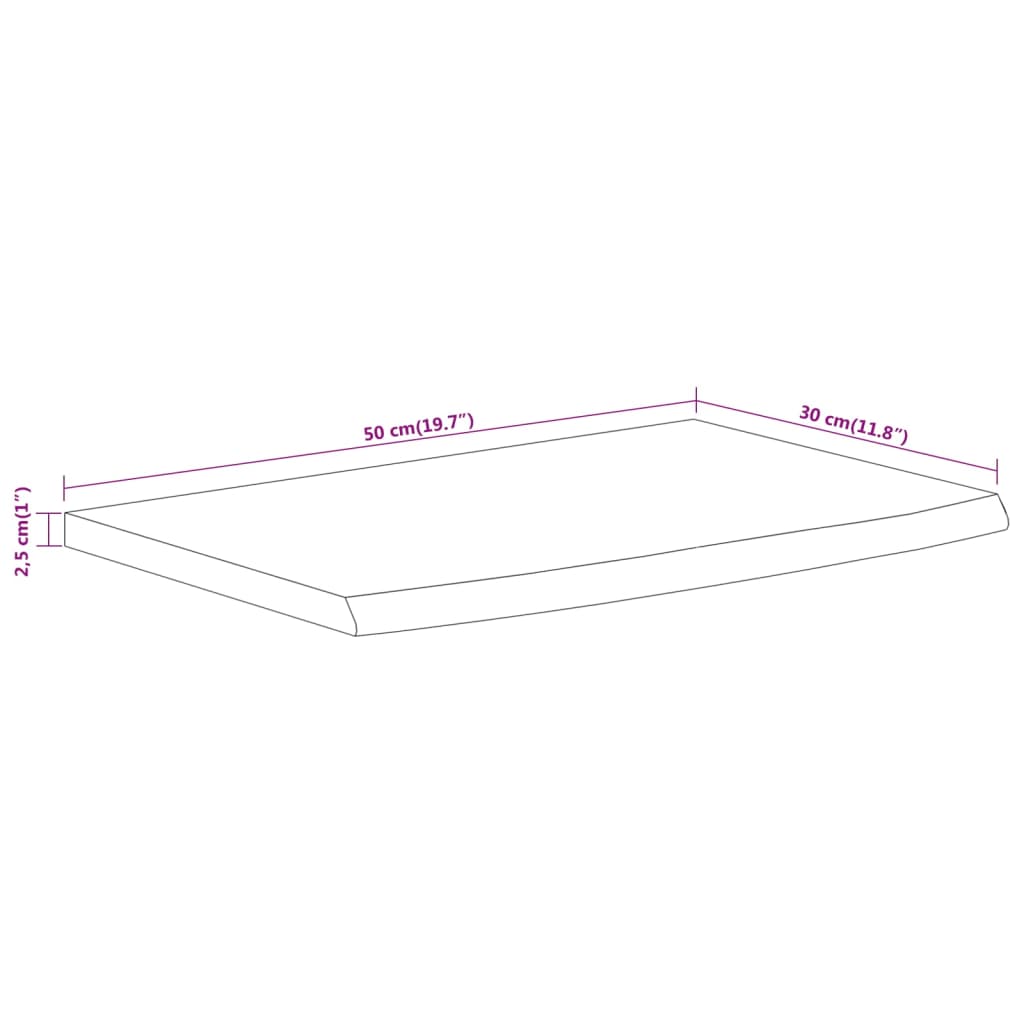 Raft perete 50x30x2,5 cm dreptunghiular lemn acacia margine vie