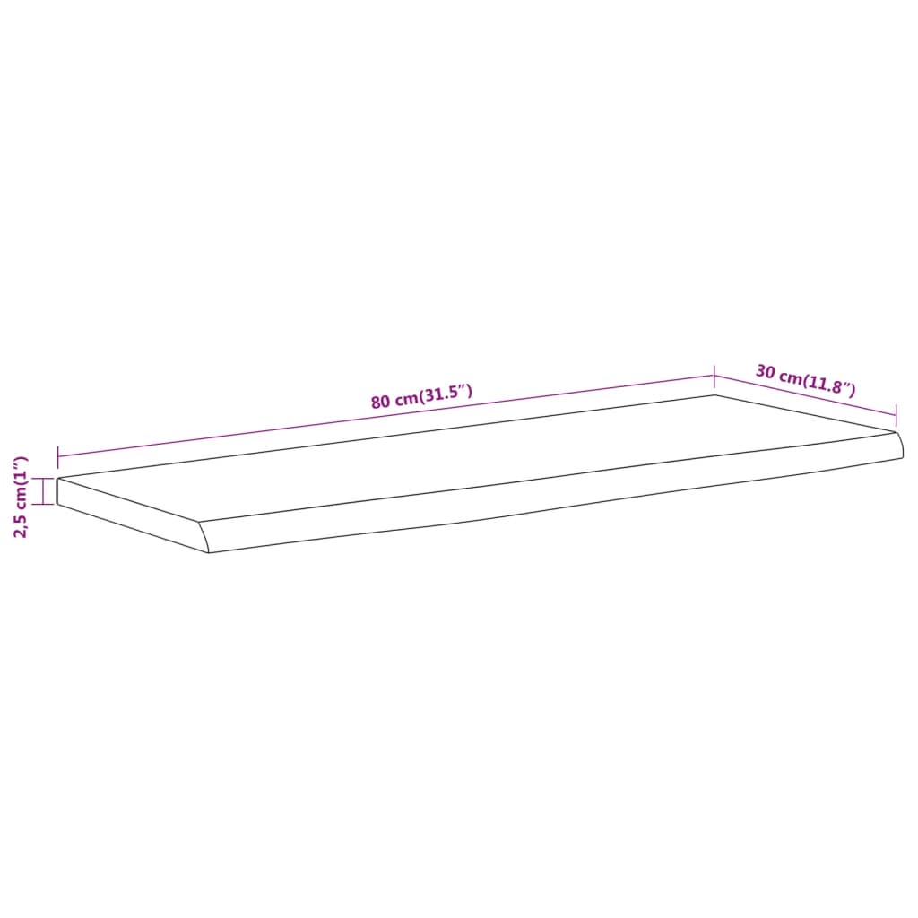 Raft perete 80x30x2,5 cm dreptunghiular lemn acacia margine vie