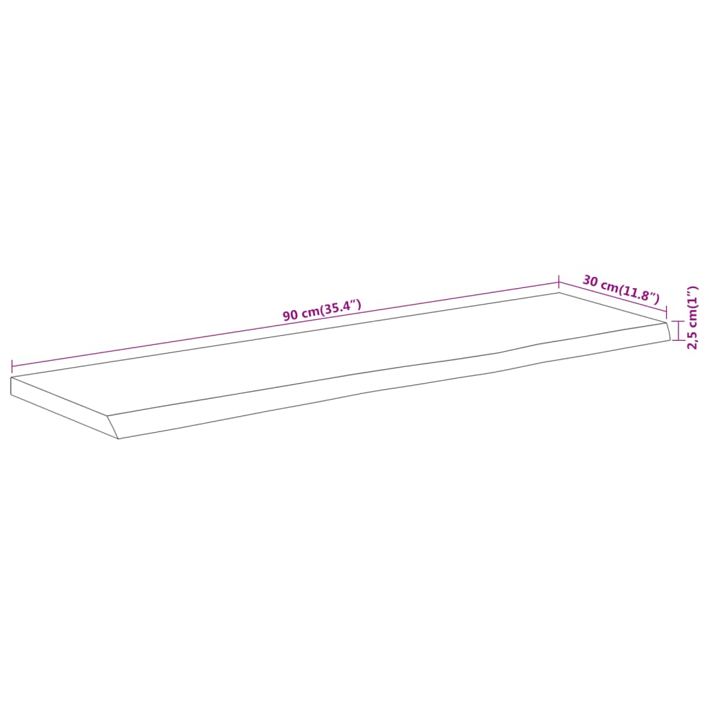 Raft perete 90x30x2,5 cm dreptunghiular lemn acacia margine vie