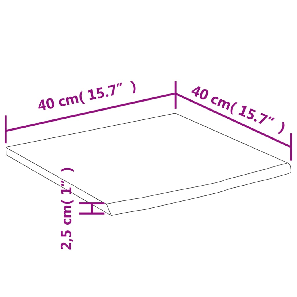 Raft perete 40x40x2,5 cm pătrat lemn masiv acacia margine vie