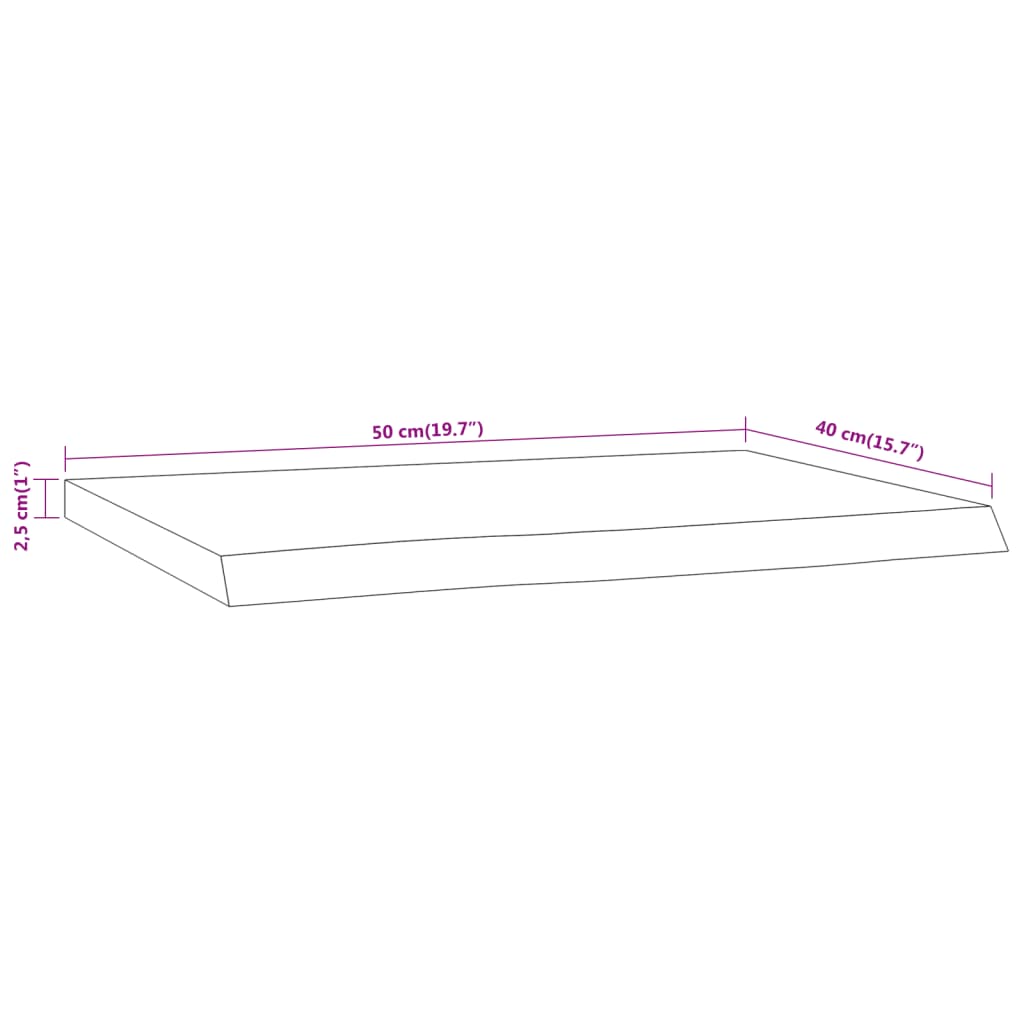 Raft perete 50x40x2,5 cm dreptunghiular lemn acacia margine vie