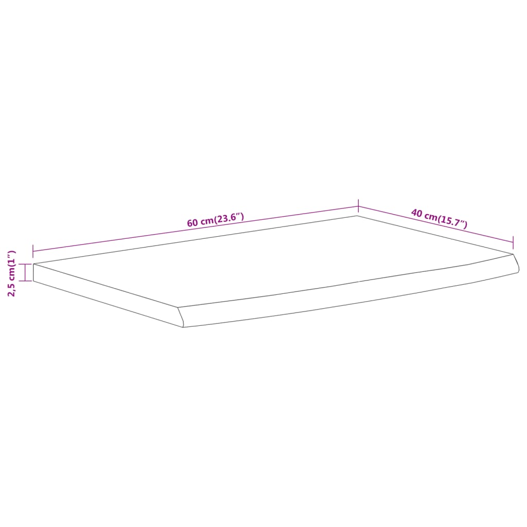 Raft perete 60x40x2,5 cm dreptunghiular lemn acacia margine vie