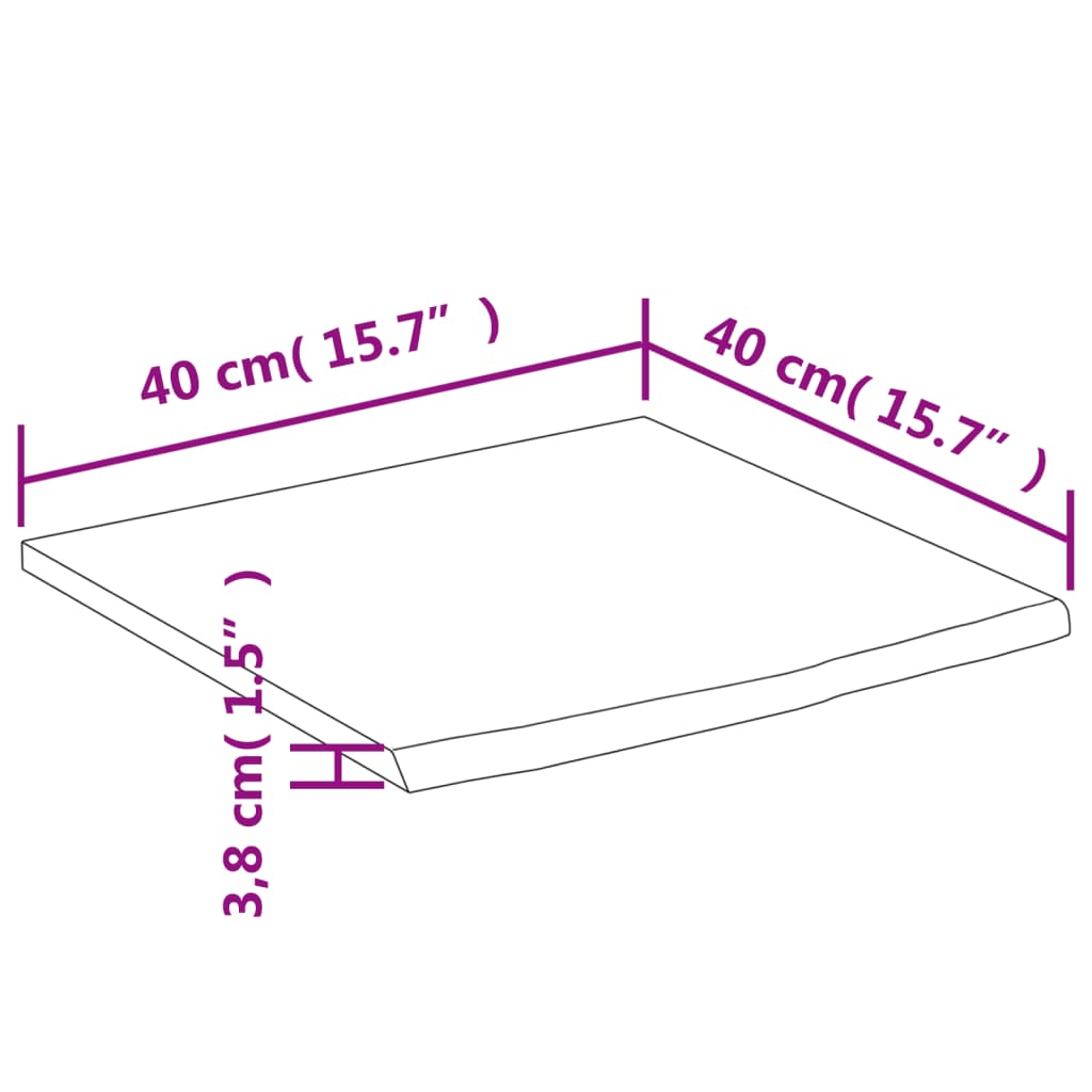 Raft perete 40x40x3,8 cm pătrat lemn masiv acacia margine vie