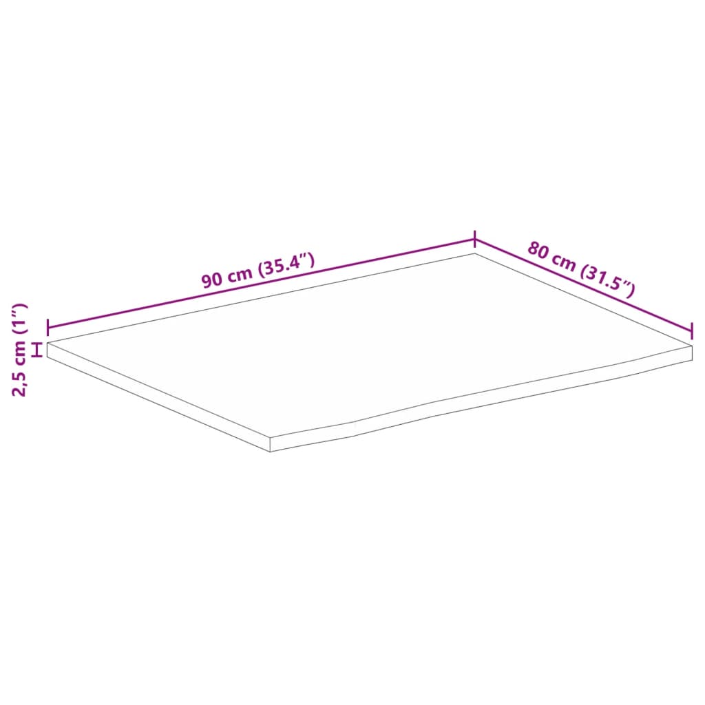 Blat de masă margine naturală, 90x80x2,5 cm, lemn masiv mango