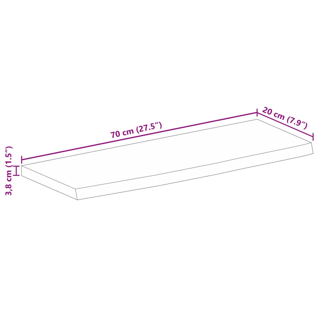 Blat de masă margine naturală, 70x20x3,8 cm, lemn masiv mango