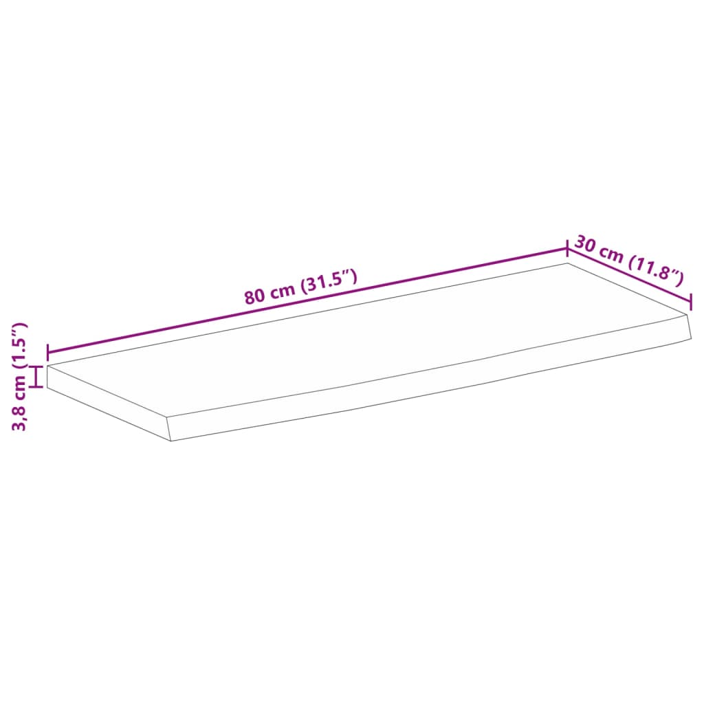 Blat de masă margine naturală, 80x30x3,8 cm, lemn masiv mango