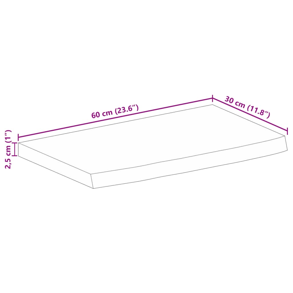 Blat de masă contur organic 60x30x2,5 cm lemn masiv de mango