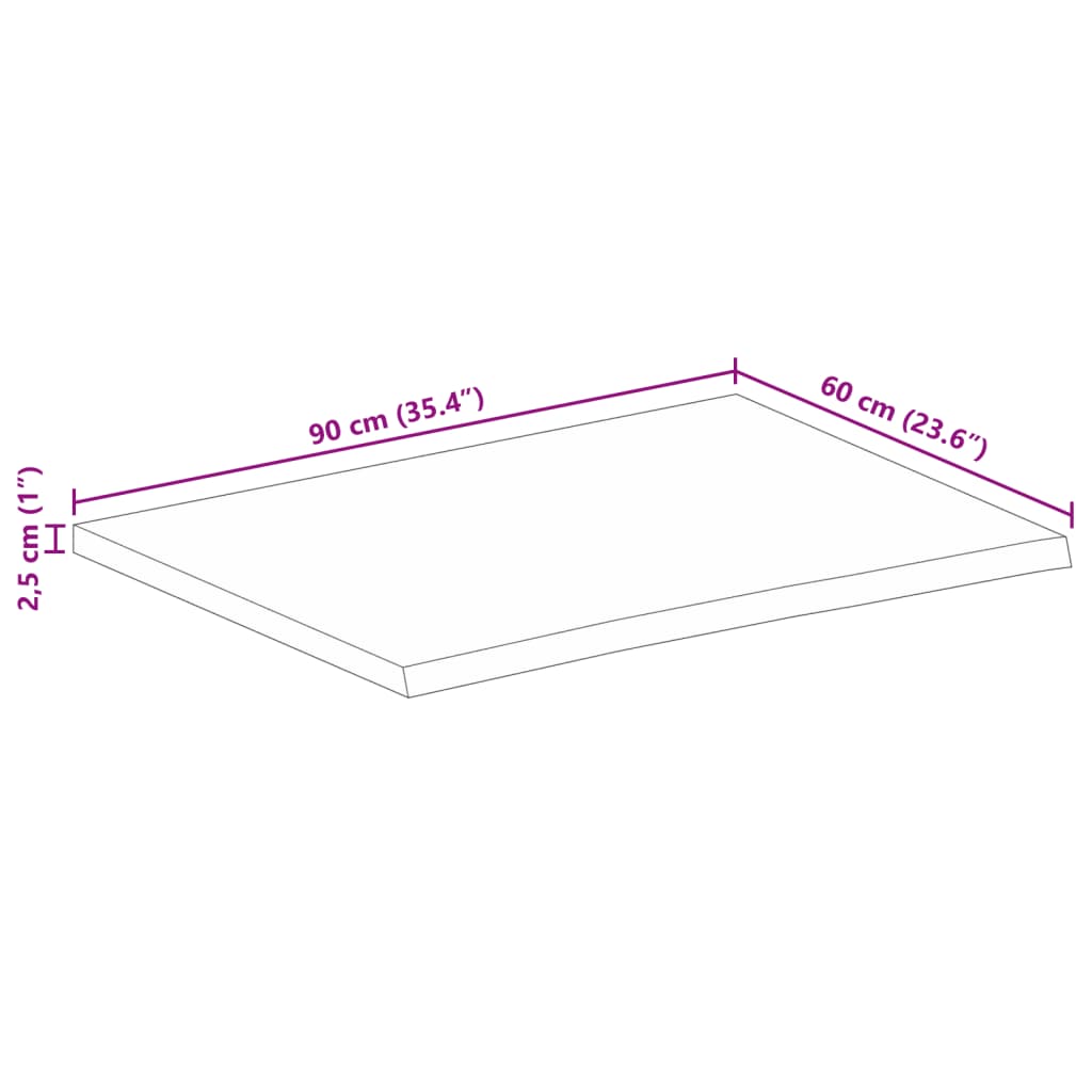 Blat de masă contur organic 90x60x2,5 cm lemn masiv de mango