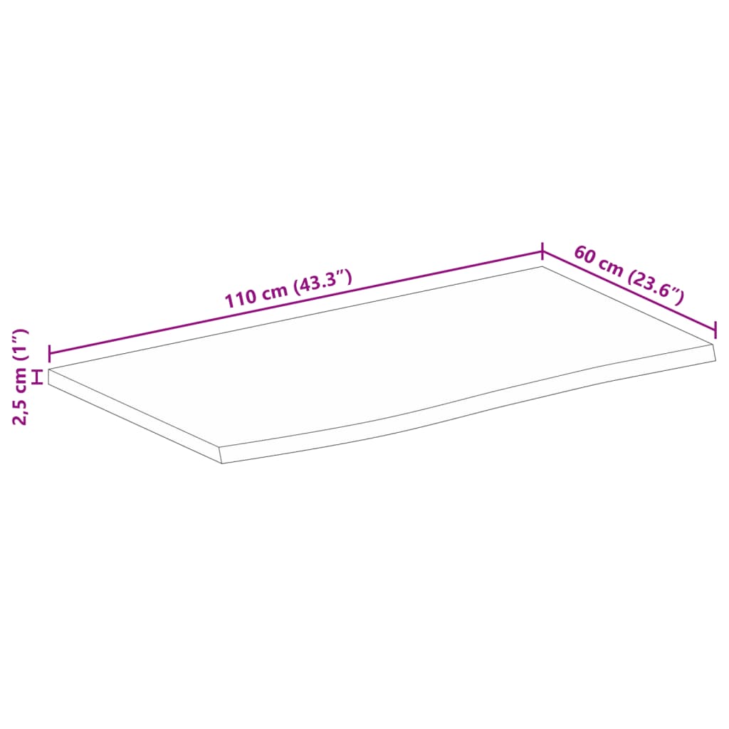 Blat de masă contur organic 110x60x2,5 cm lemn masiv de mango