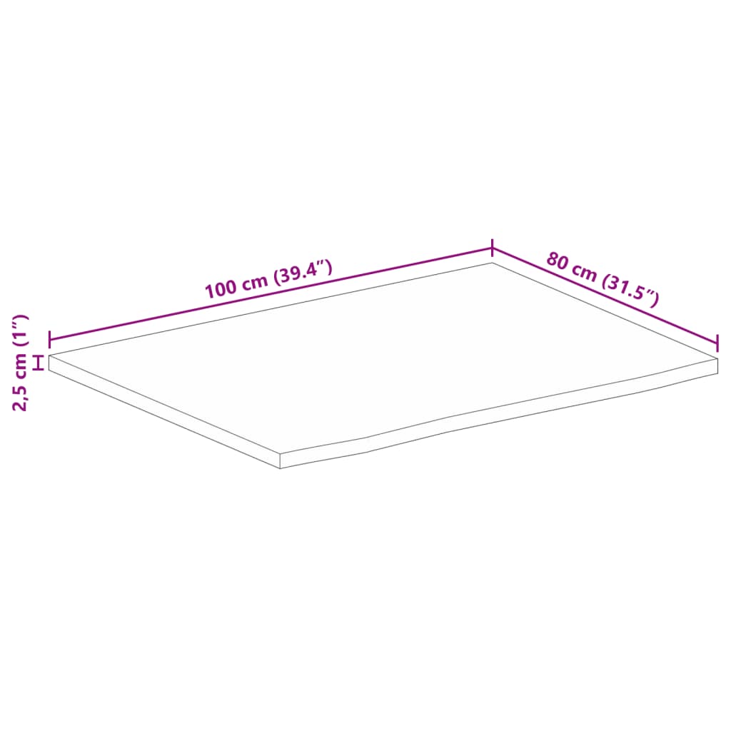 Blat de masă contur organic 100x80x2,5 cm lemn masiv de mango