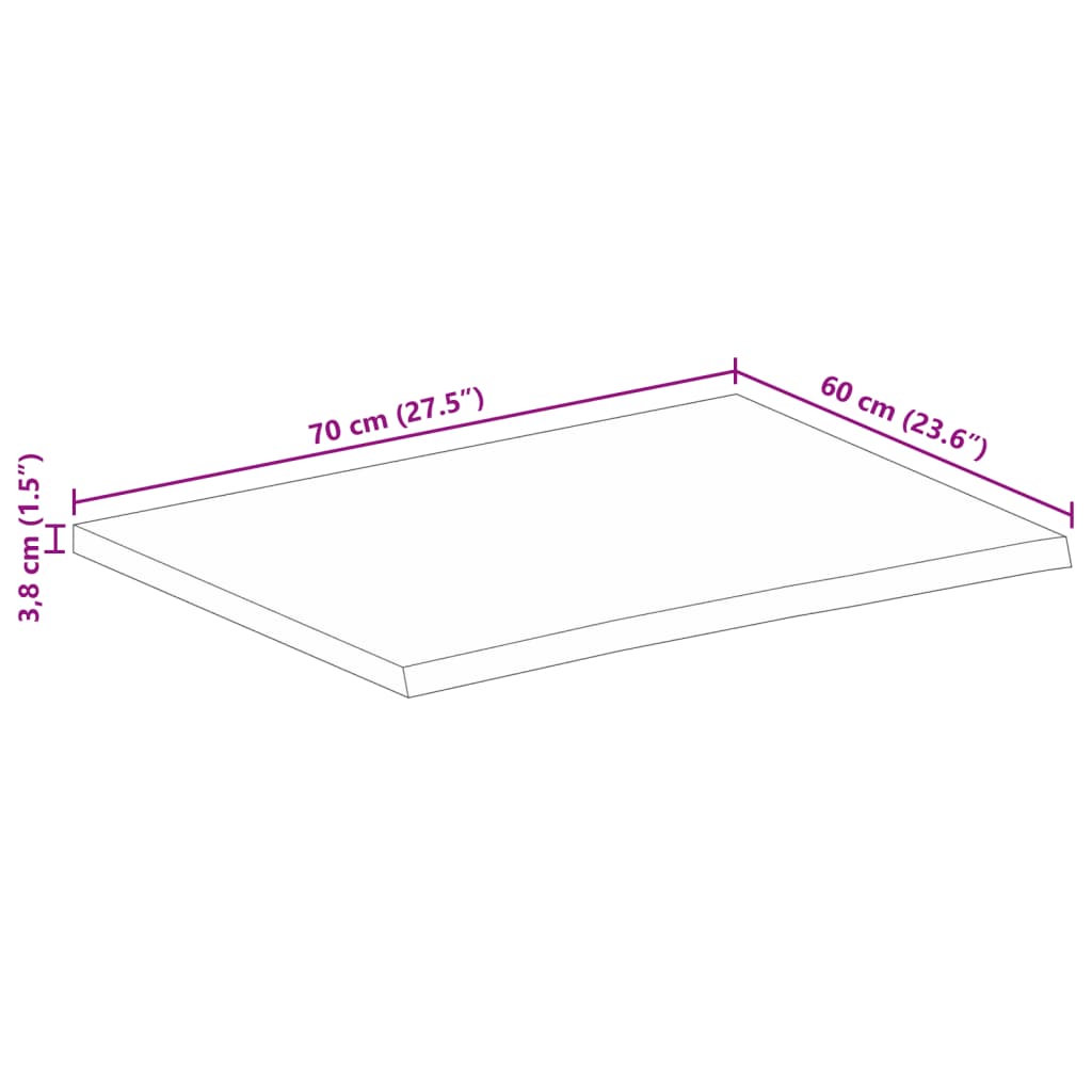 Blat de masă contur organic 70x60x3,8 cm lemn masiv de mango