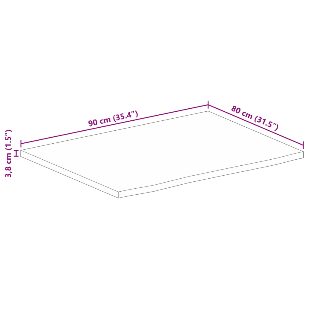 Blat de masă contur organic 90x80x3,8 cm lemn masiv de mango