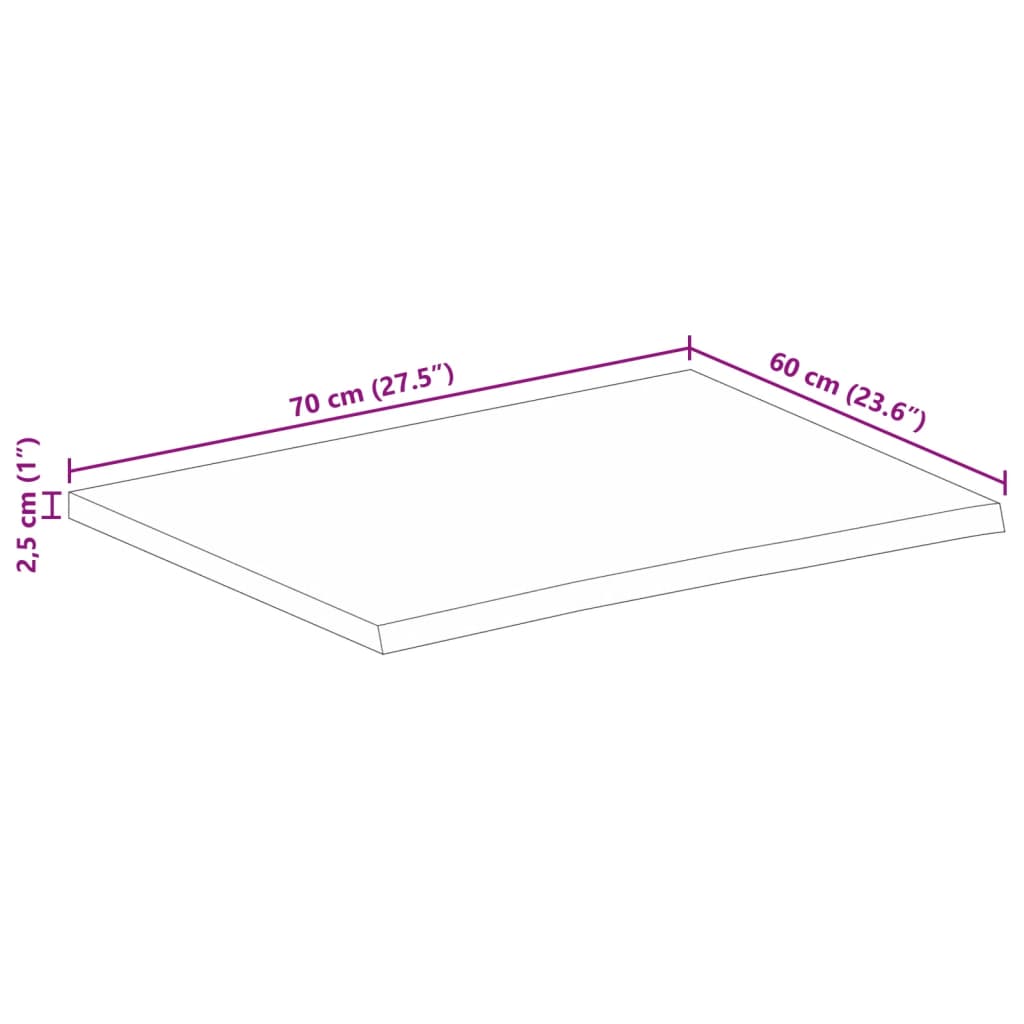 Blat de masă contur organic 70x60x2,5 cm lemn masiv de mango