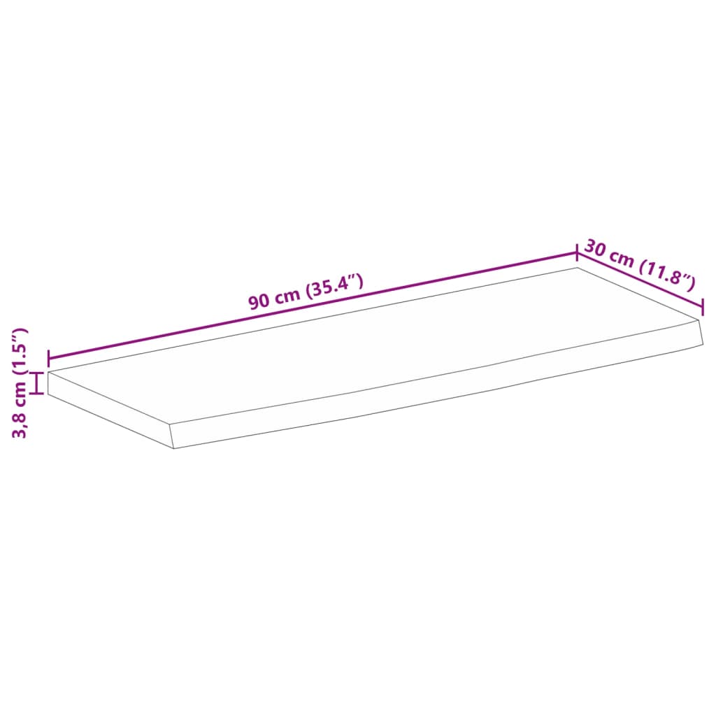 Blat de masă contur organic 90x30x3,8 cm lemn masiv de mango