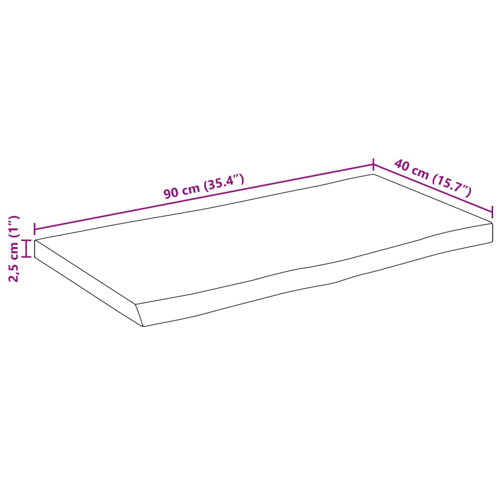 Blat de masă contur organic 90x40x2,5 cm lemn masiv mango brut