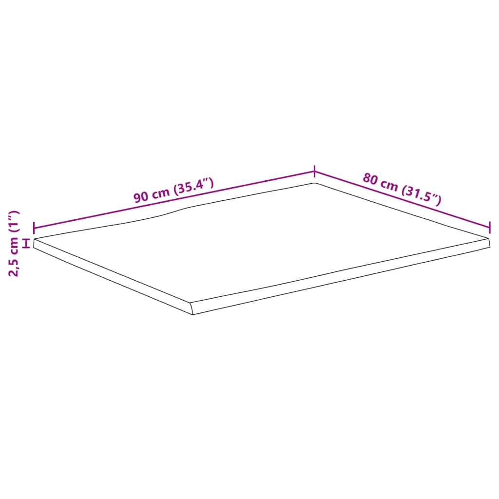 Blat de masă contur organic 90x80x2,5 cm lemn masiv mango brut