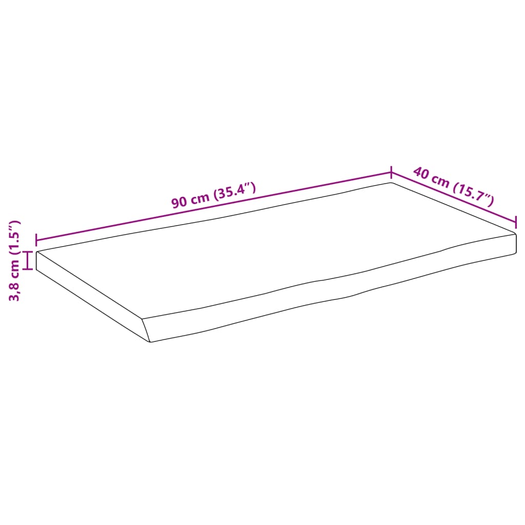 Blat de masă contur organic 90x40x3,8 cm lemn masiv mango brut