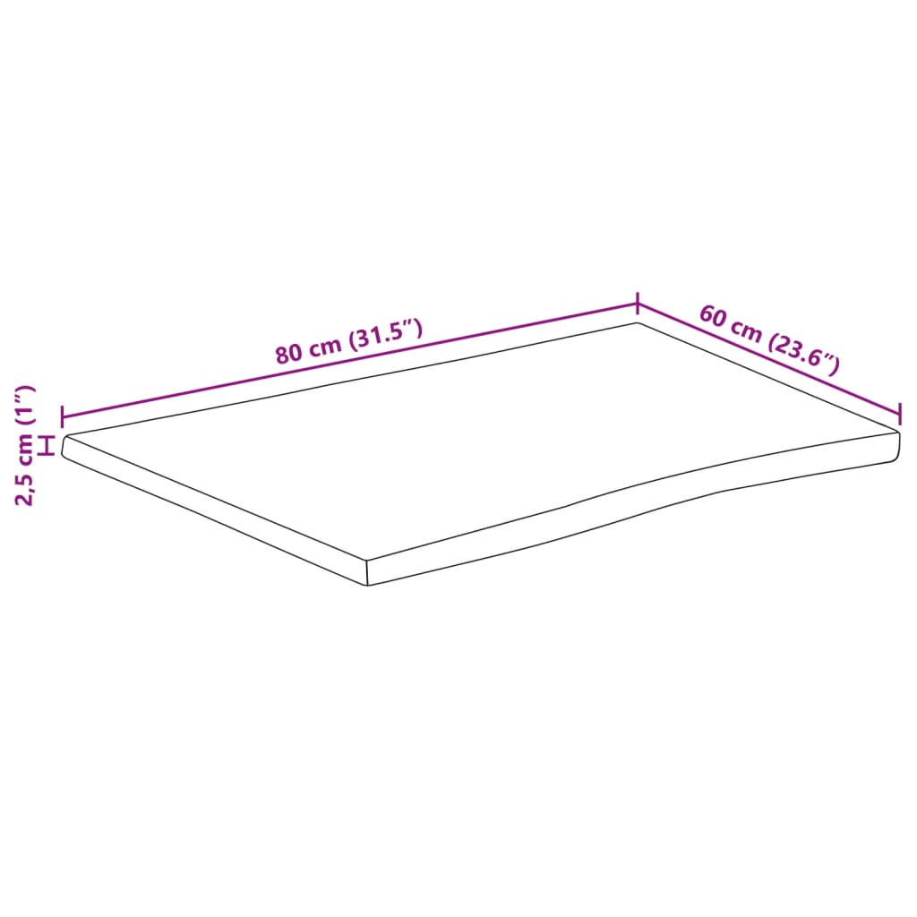 Blat masă 80x60x2,5 cm lemn masiv mango