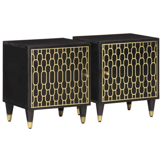 Noptiere, 2 buc., 40x33x46 cm, lemn masiv de acacia