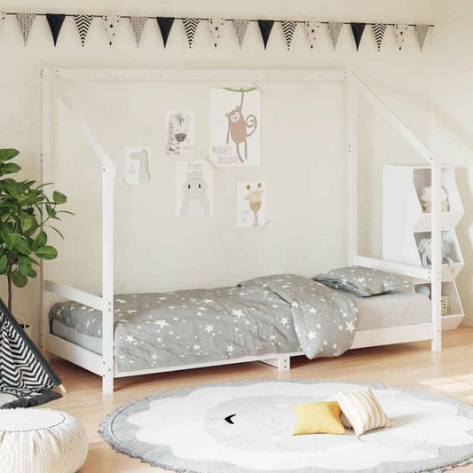 Cadru de pat pentru copii, alb, 80x200 cm, lemn masiv de pin