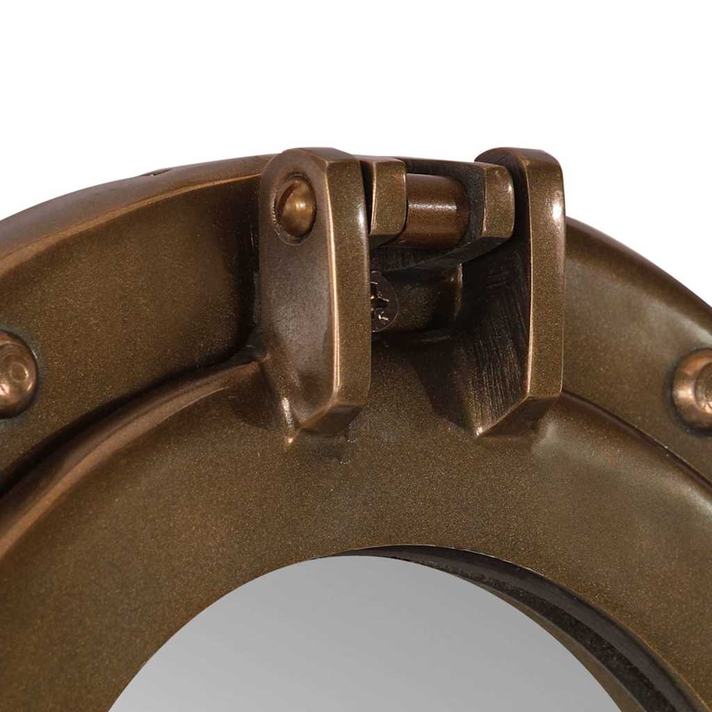 Oglindă hublou de perete Ø30 cm aluminiu și sticlă