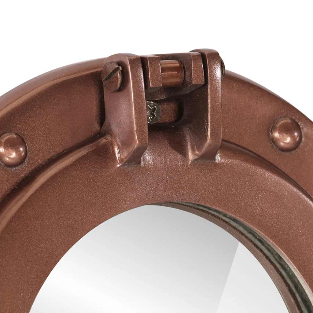 Oglindă hublou de perete, Ø50 cm, aluminiu și sticlă