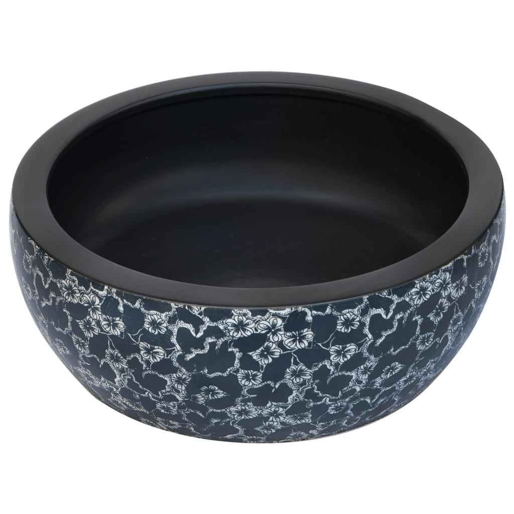 Lavoar de blat, negru și albastru, rotund, Φ41x14 cm, ceramică