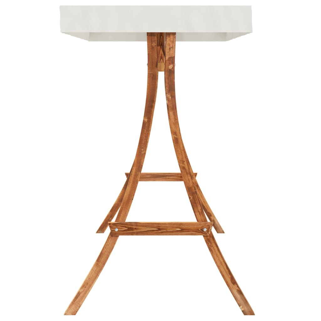 Pat balansoar cu baldachin, lemn masiv molid cu finisaj din tec